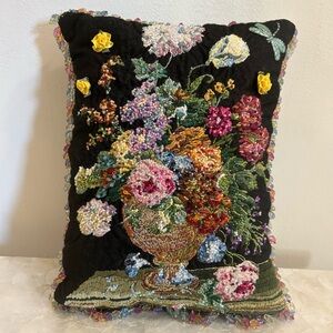 Throw Pillow - Hand Embroidered and Beaded